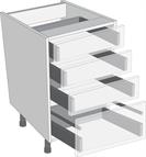 Antaro Metallic Grey 1000mm Cabinet Pack, 3 Cutlery &amp; 1 Pan Drawer
