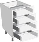 Antaro Metallic Grey 800mm Cabinet Pack, 4 Cutlery Drawers