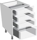 Legrabox Orion Grey 900mm Cabinet Pack, 3 Cutlery &amp; 1 Pan Drawer