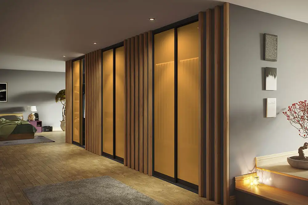 An assortment of sliding wardrobe doors